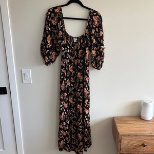 Billabong Black Floral Long Sleeve Dress